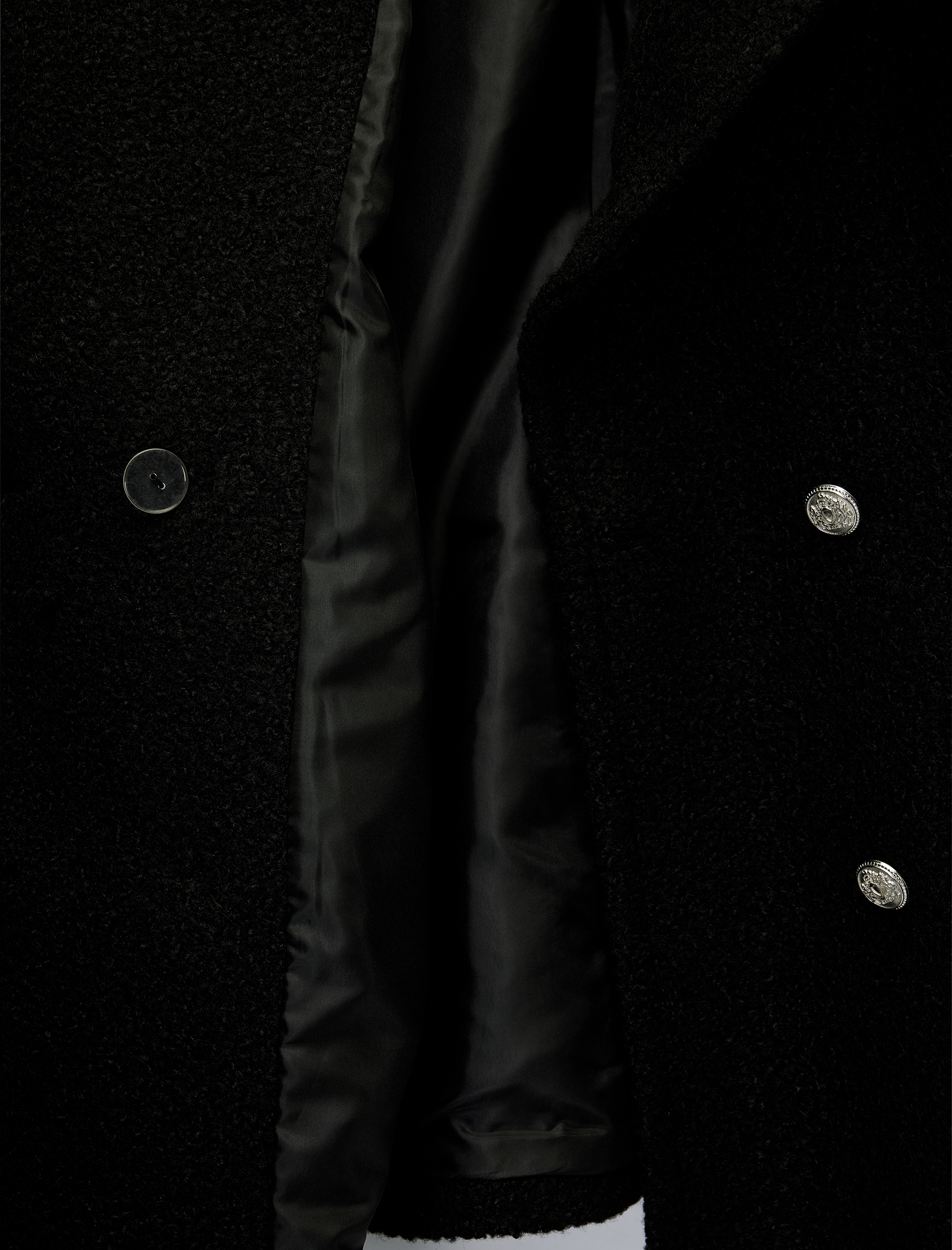   Cepli Uzun Kollu Kruvaze Düğmeli Buklet Kaban