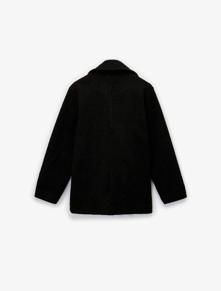  Cepli Uzun Kollu Kruvaze Düğmeli Buklet Kaban