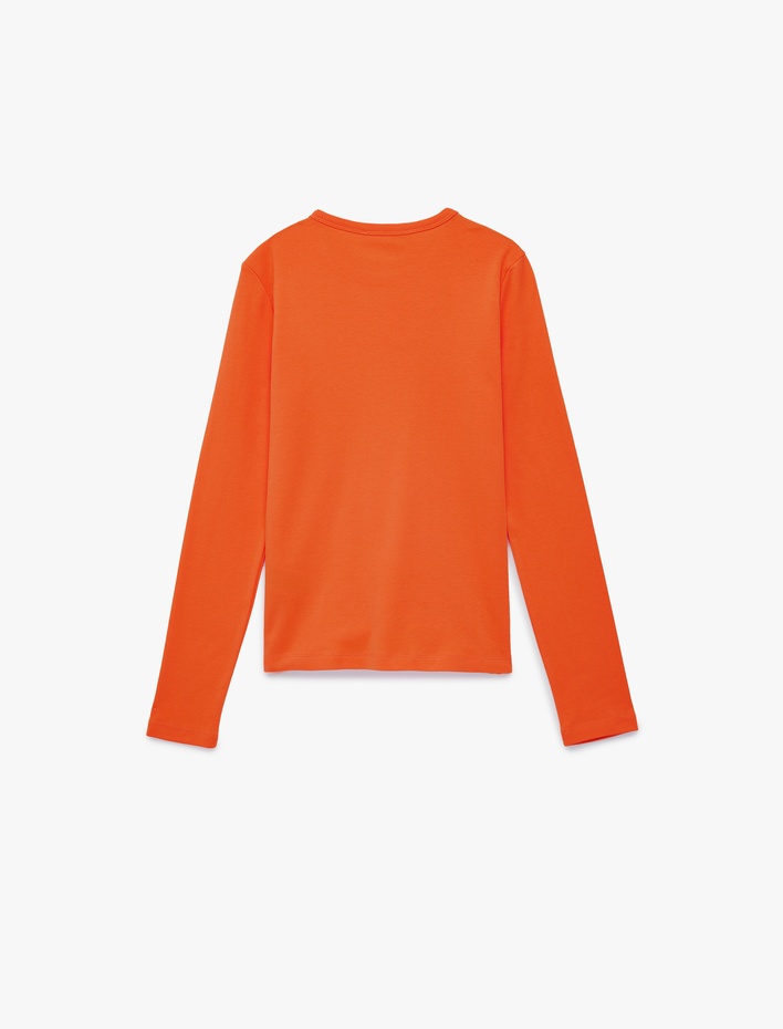  Pamuklu Uzun Kollu Bisiklet Yaka Basic Tişört