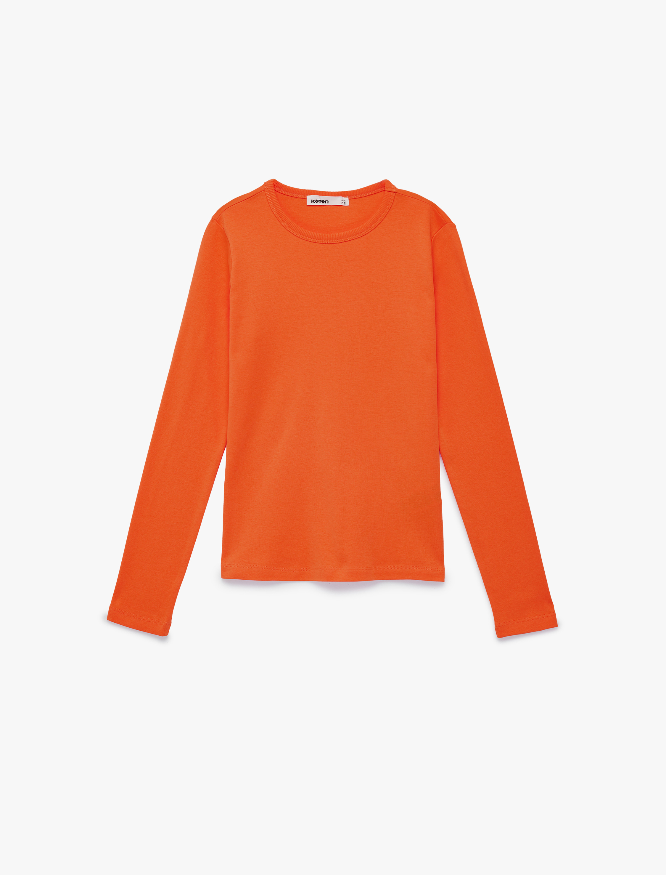   Pamuklu Uzun Kollu Bisiklet Yaka Basic Tişört