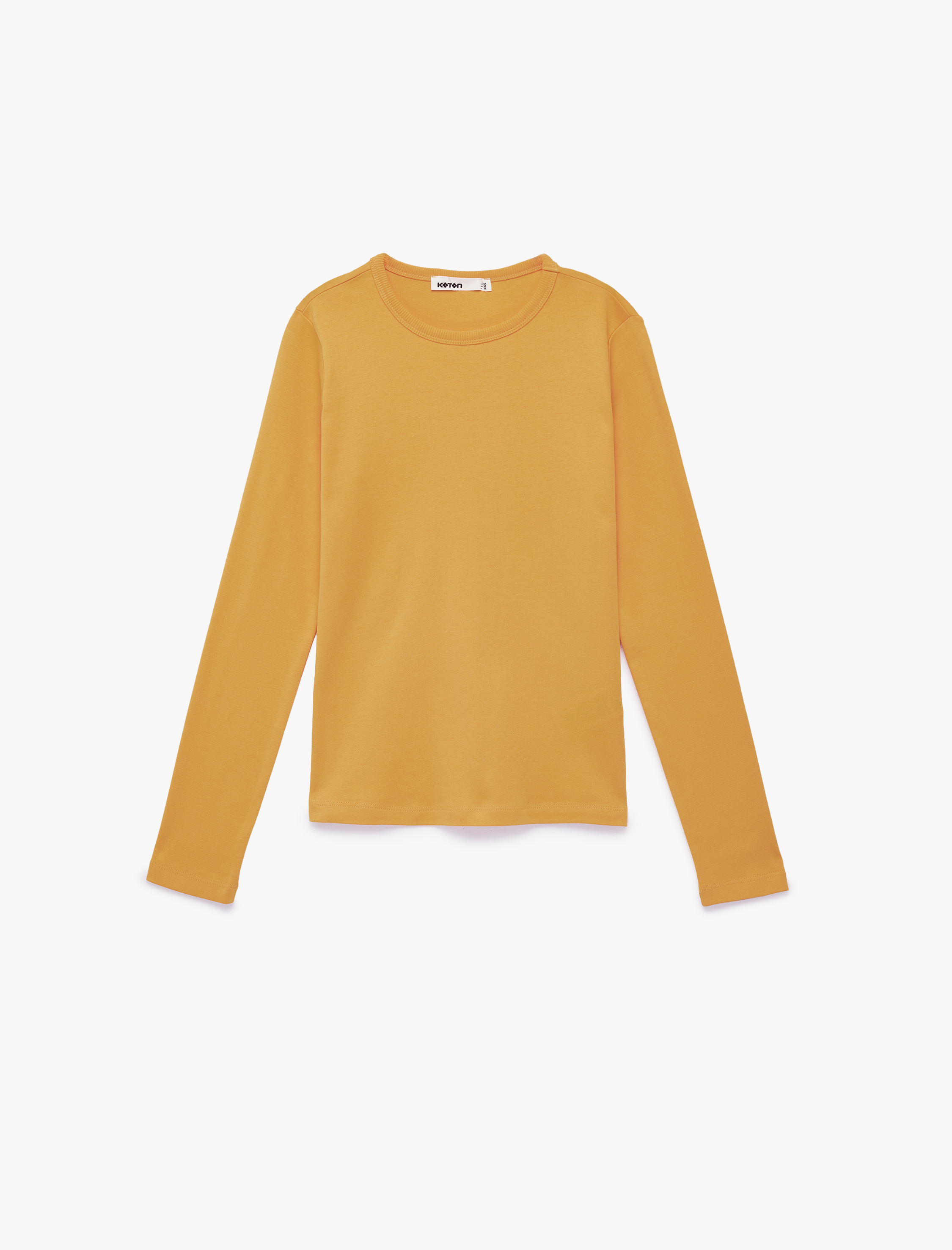   Pamuklu Uzun Kollu Bisiklet Yaka Basic Tişört