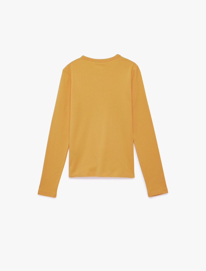  Pamuklu Uzun Kollu Bisiklet Yaka Basic Tişört