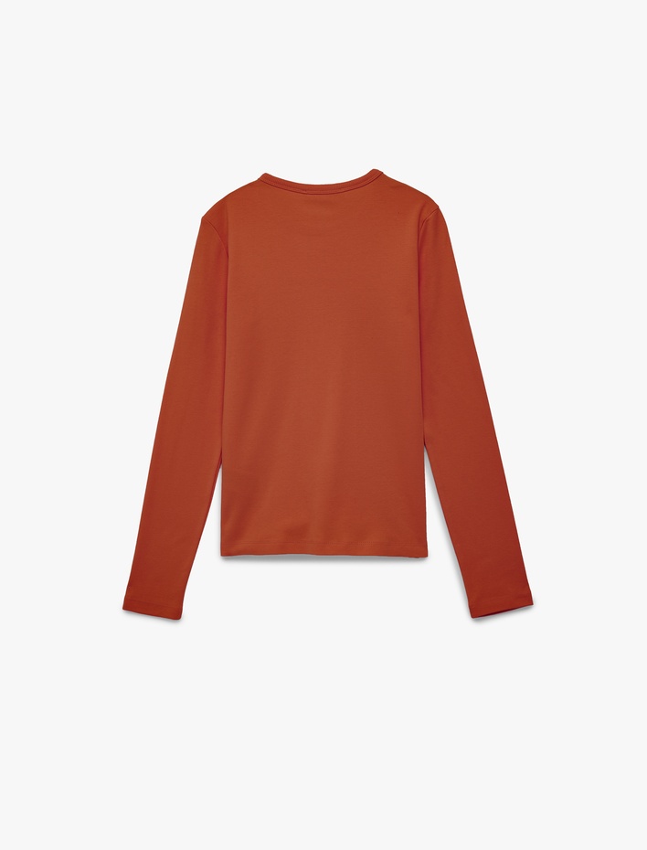  Pamuklu Uzun Kollu Bisiklet Yaka Basic Tişört