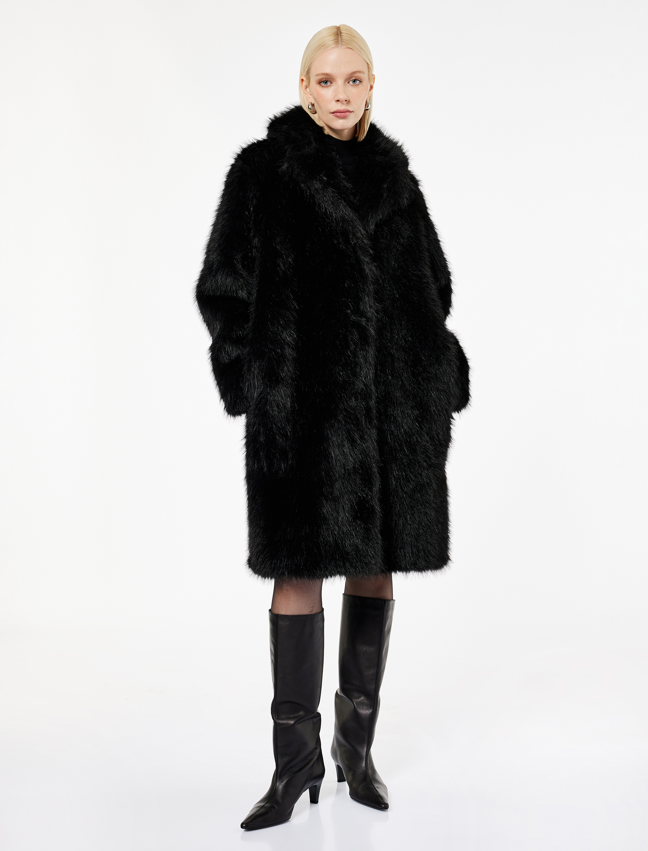   Suni Kürk Kaban Oversize Uzun Kollu Cepli