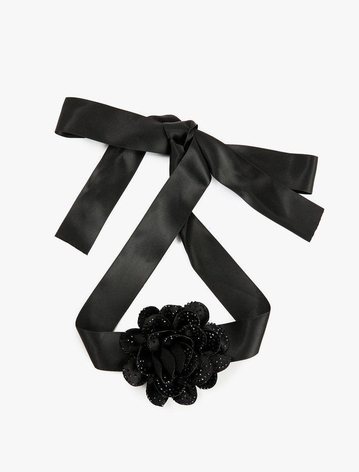 Kadın Taş Detaylı Çiçekli Choker Kolye