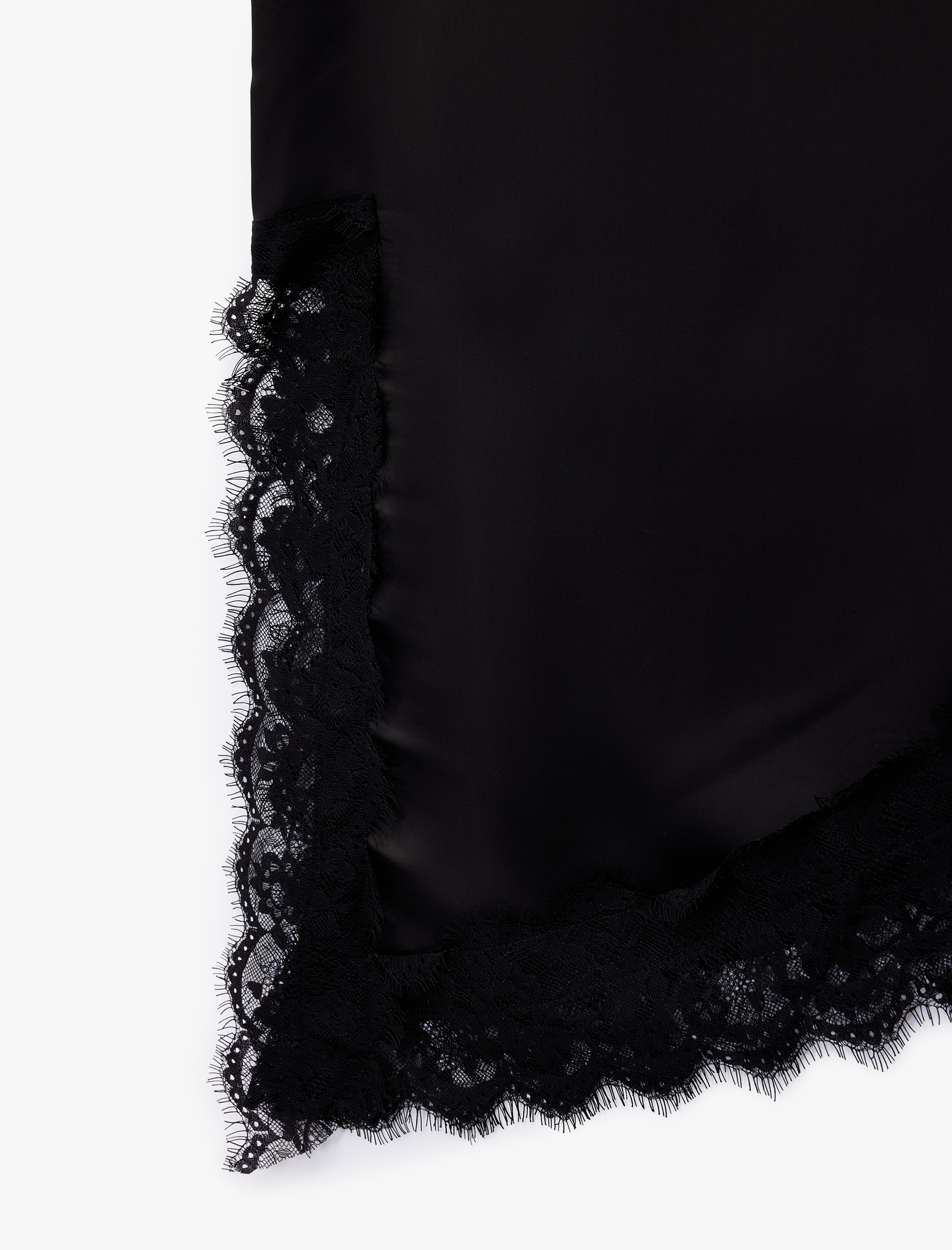   Asimetrik Kesim Dantel Detaylı Midi Saten Etek