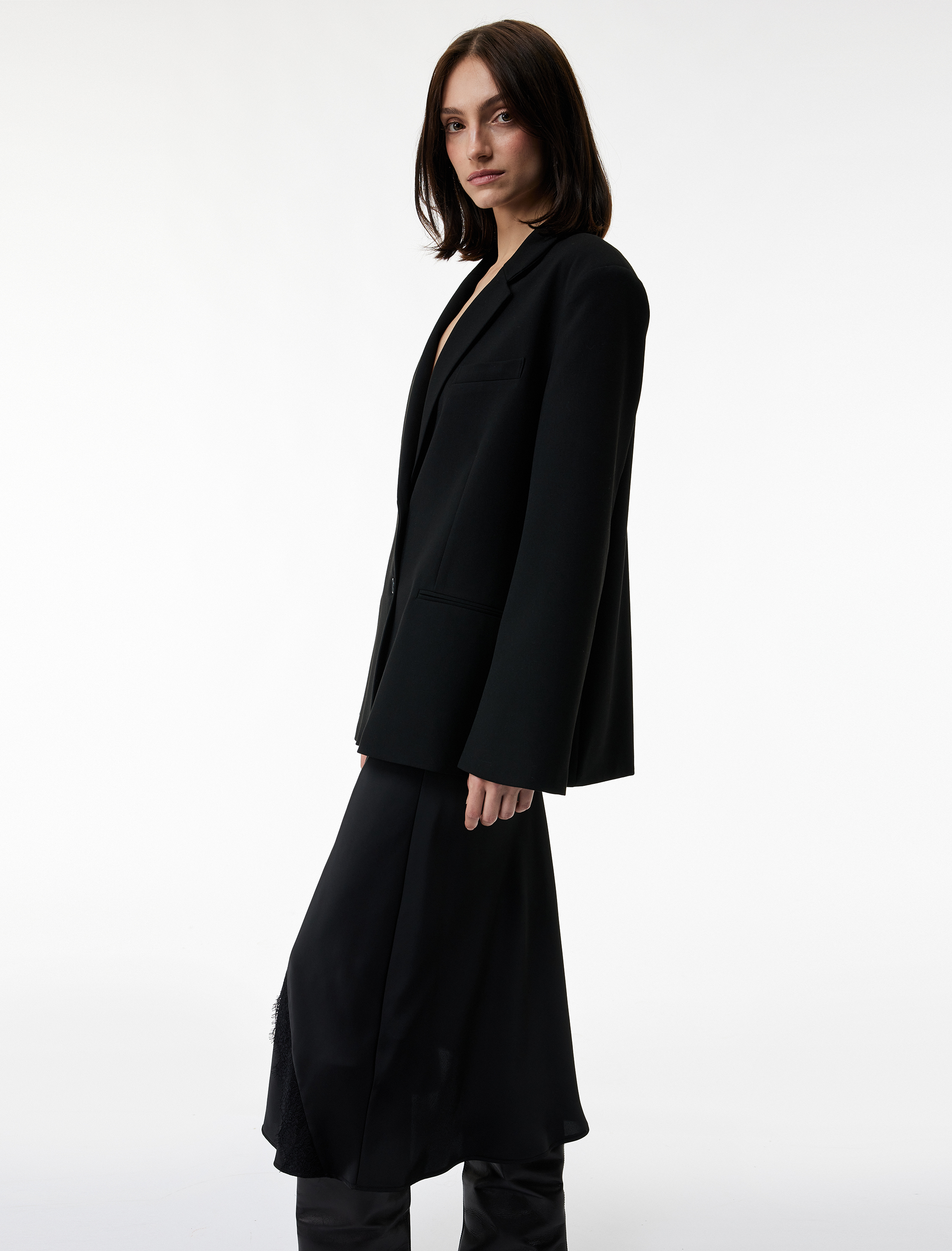   Midi Boy Dantel Detaylı Saten Etek