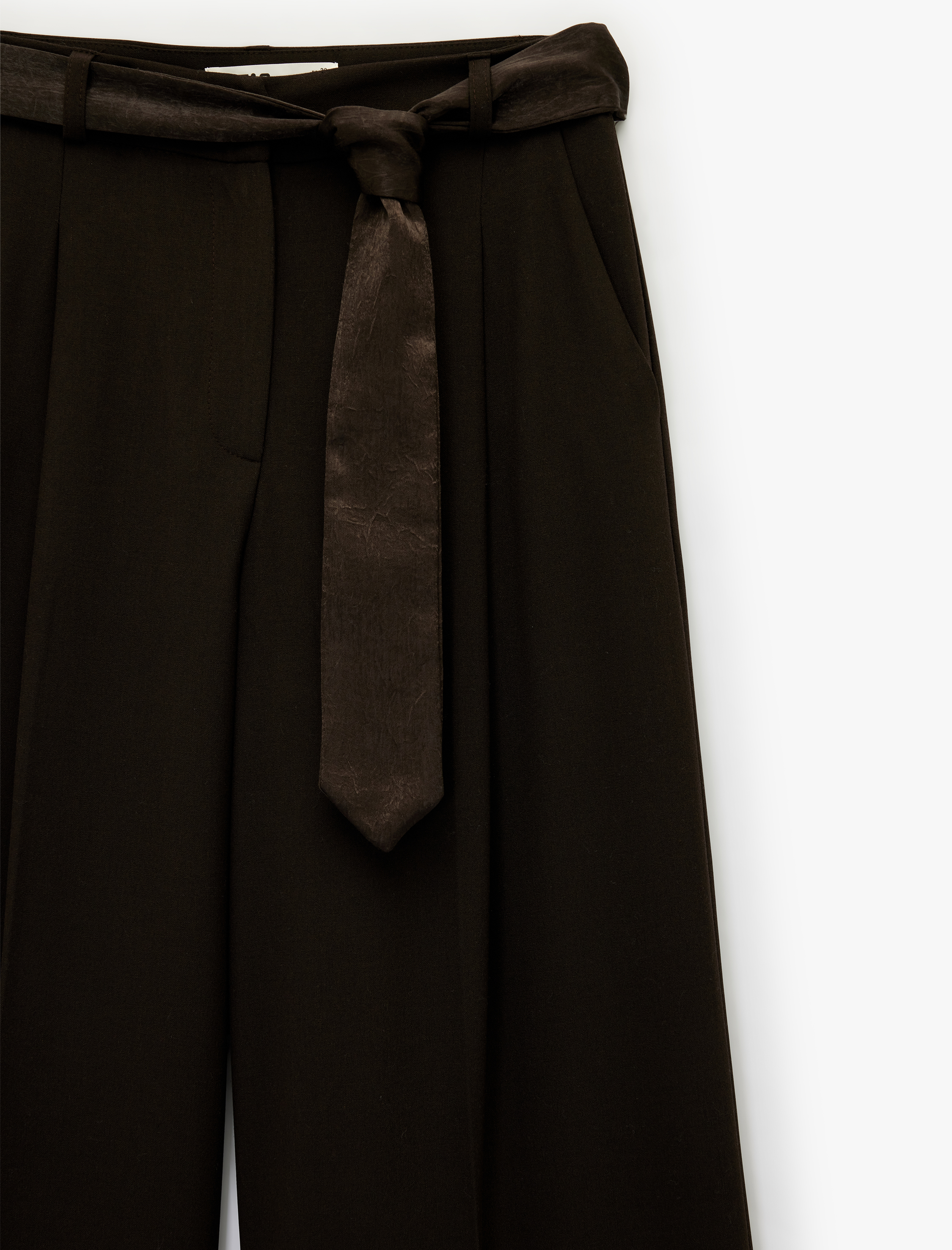   Cepli Kuşak Kemer Detaylı Geniş Paça Palazzo Pantolon