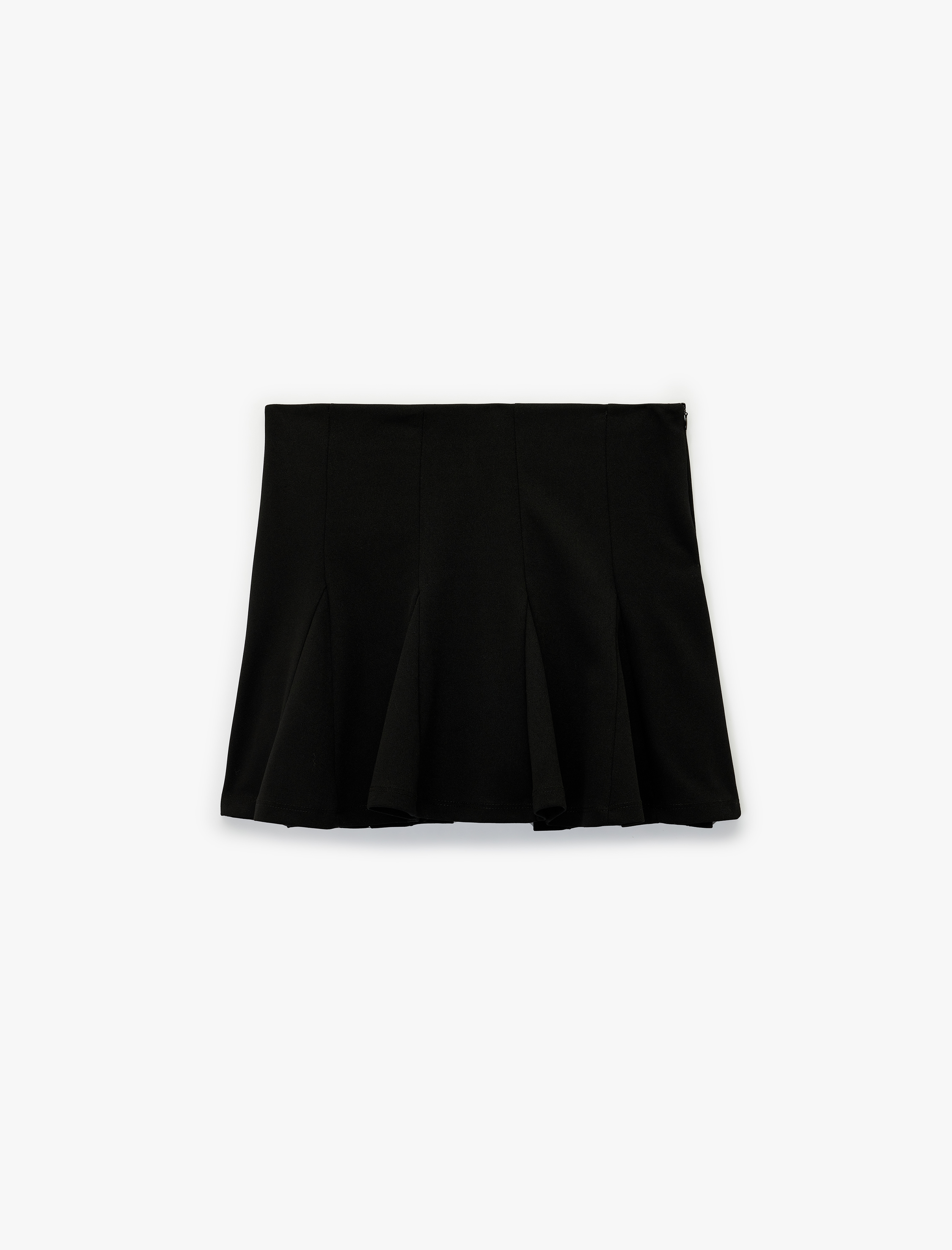   Krep Kumaş Pileli Şortlu Mini Etek