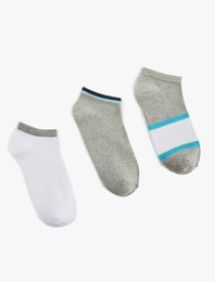 Çok Renkli Çizgili 3'lü Patik Çorap Seti