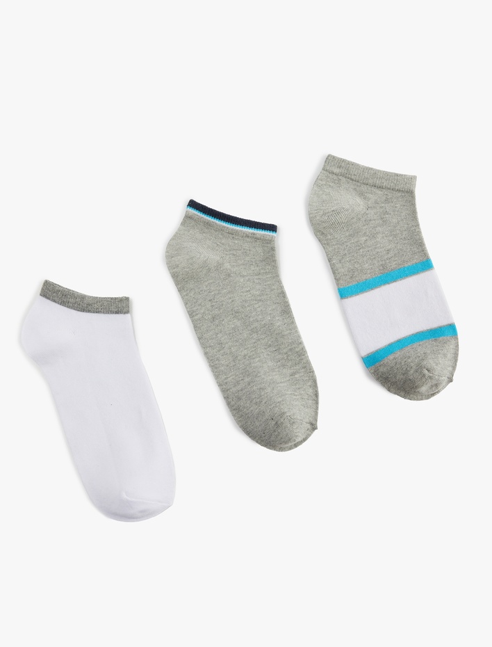 Erkek Çok Renkli Çizgili 3'lü Patik Çorap Seti