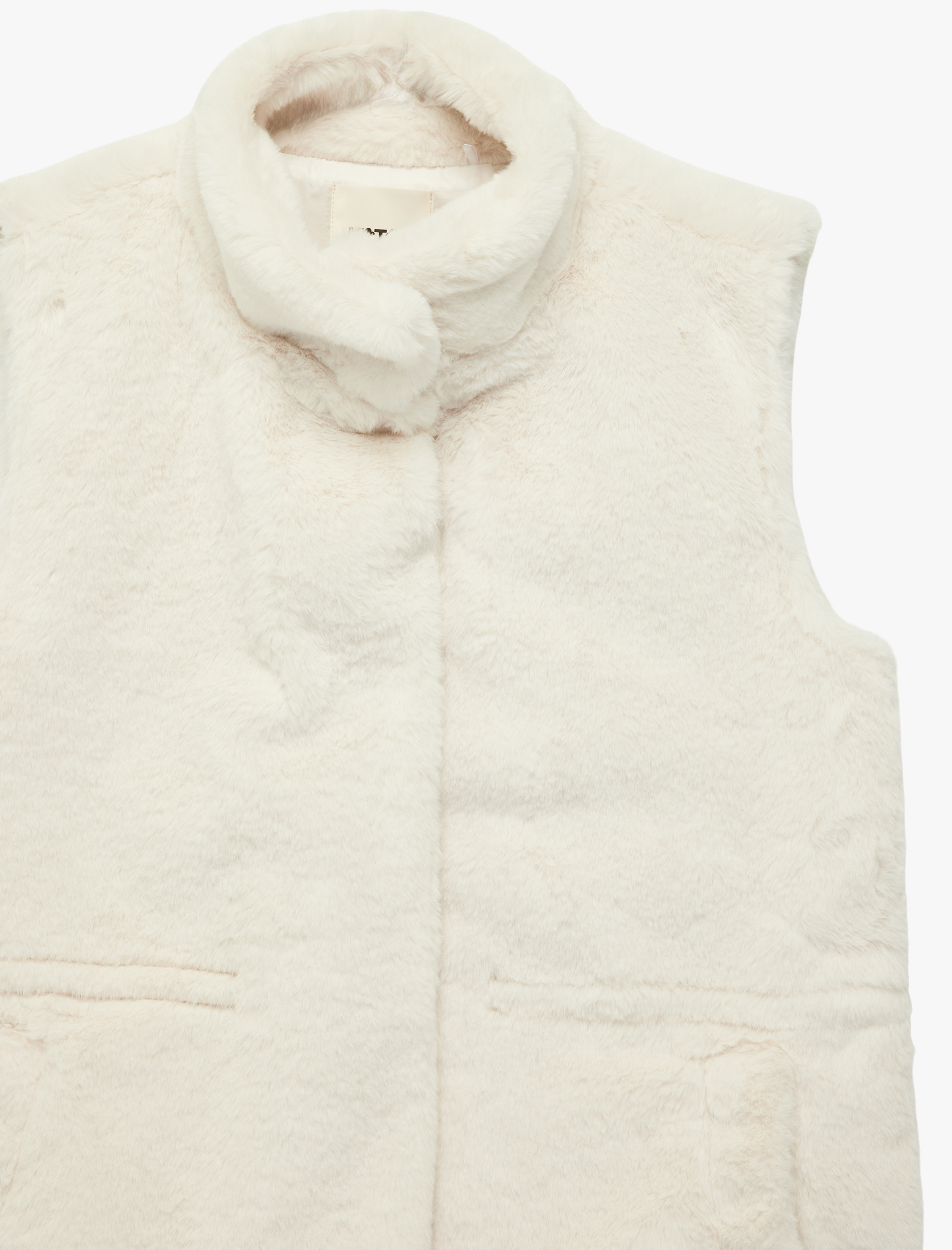   Cepli Dik Yaka Fermuarlı Suni Kürk Yelek