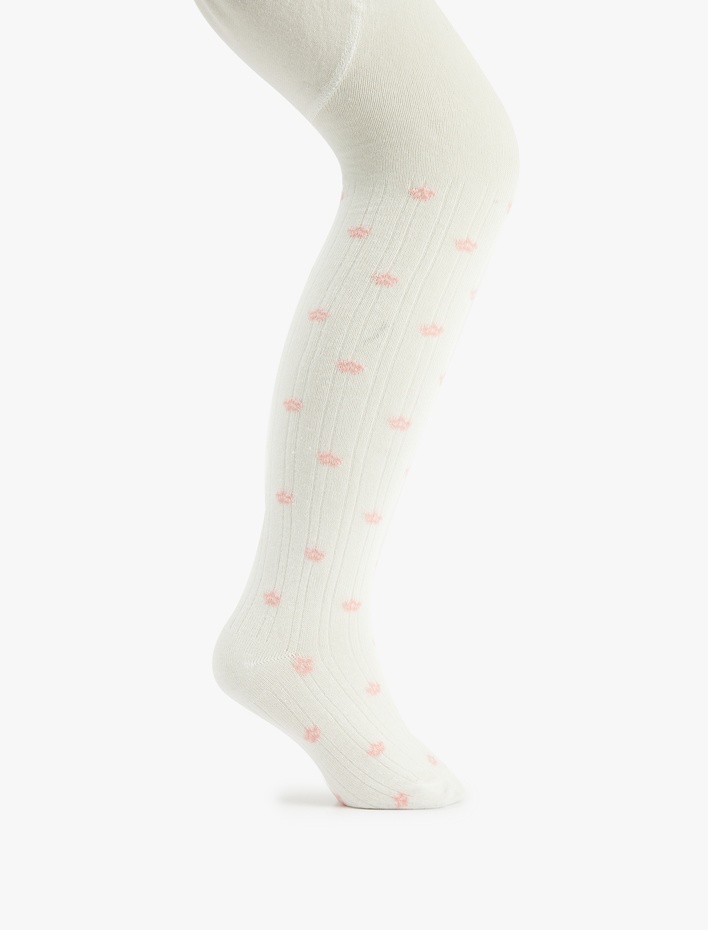 Kız Çocuk Pamuklu Kalp Desenli Külotlu Çorap