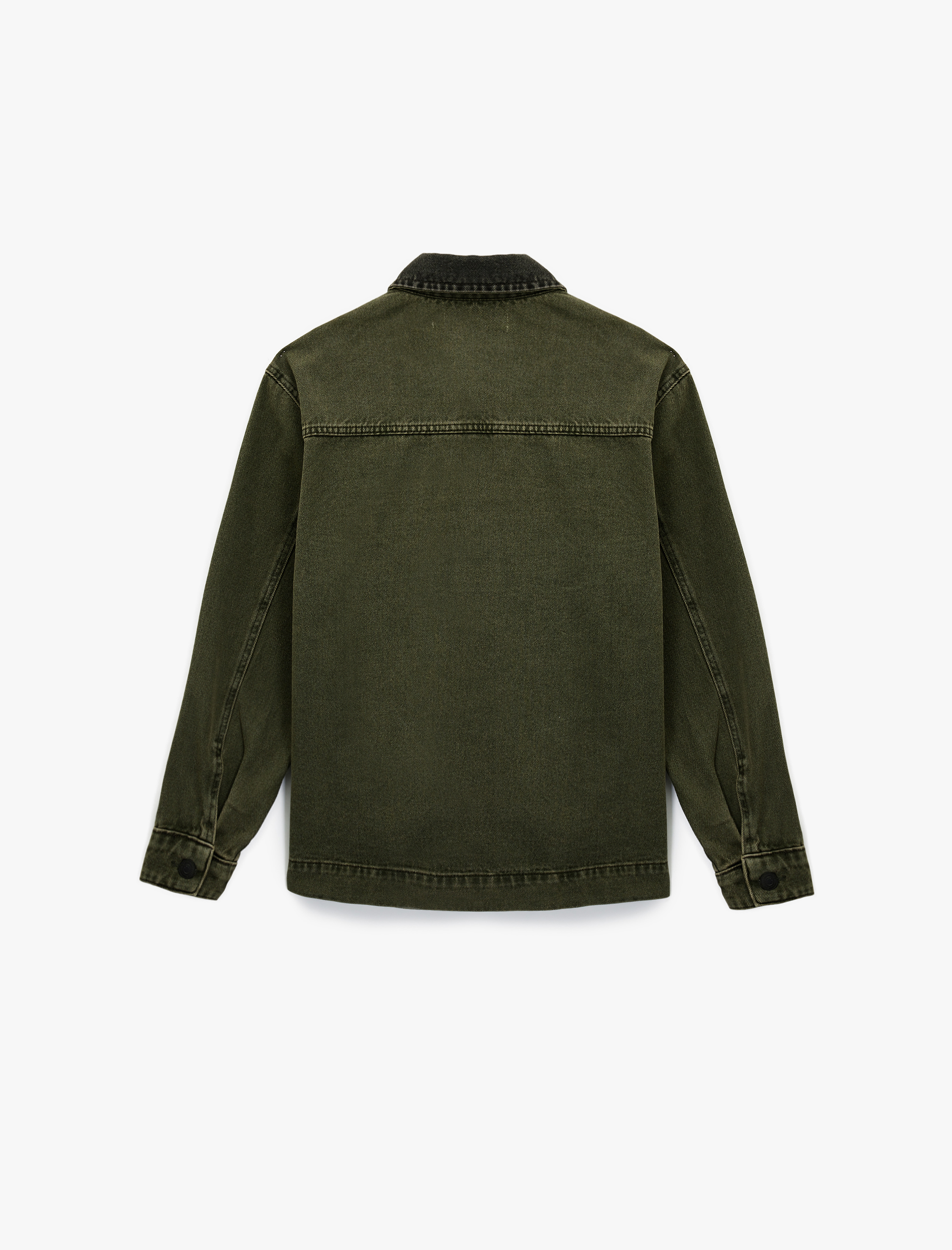   Rahat Kalıp Düğmeli Cepli Gömlek Yaka Jean Ceket