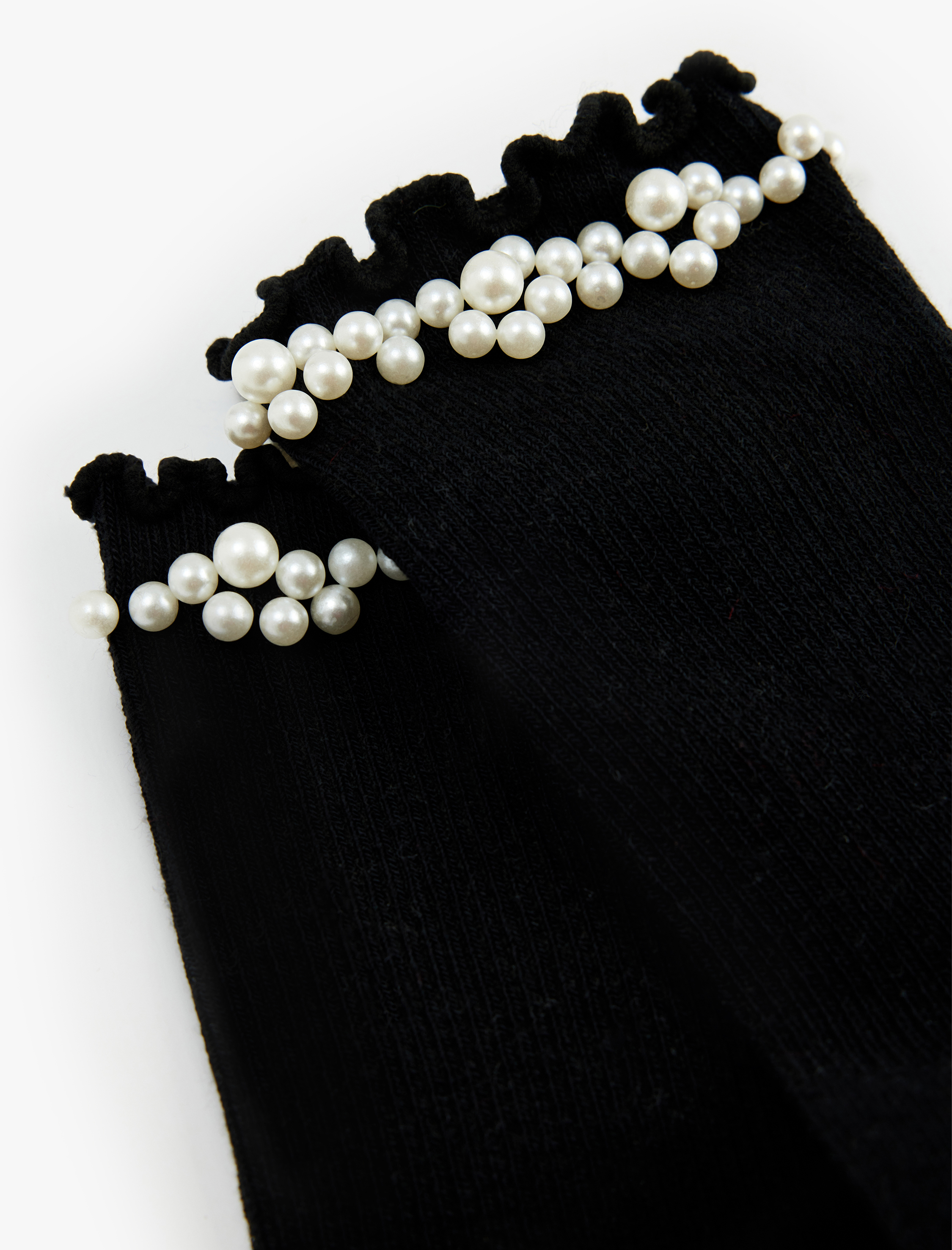  Kadın Pamuklu İnci Detaylı Soket Çorap