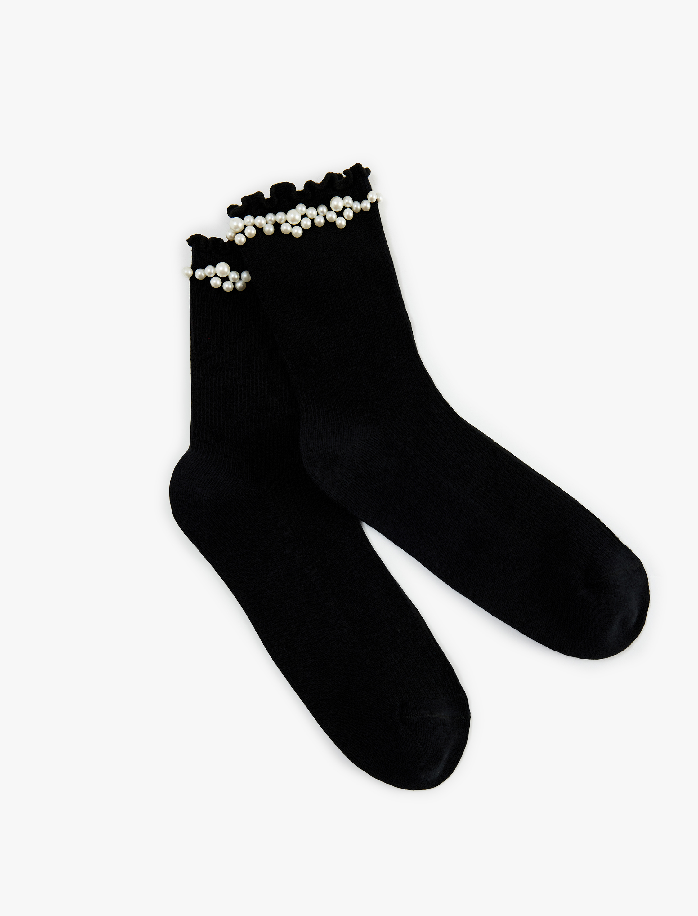  Kadın Pamuklu İnci Detaylı Soket Çorap