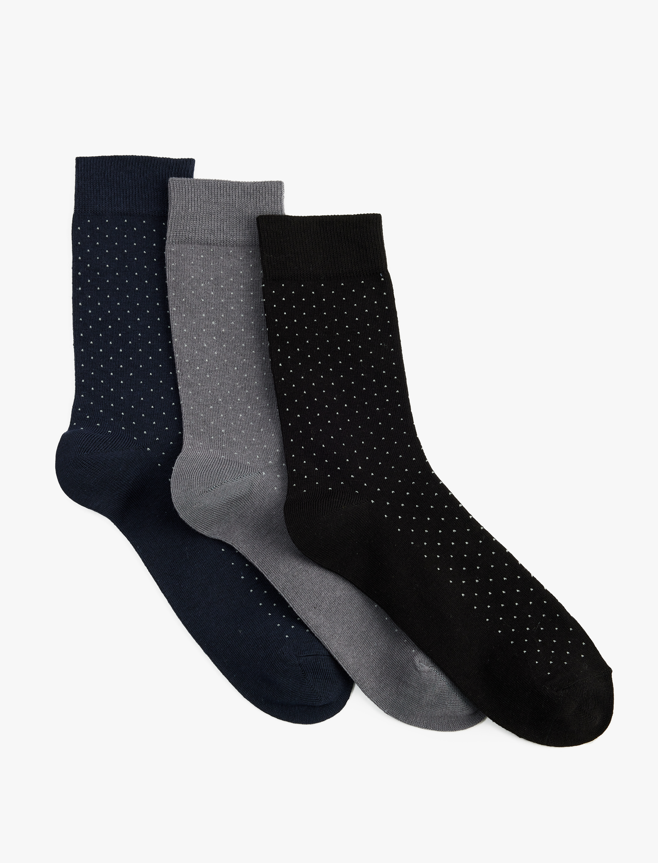  Erkek Puantiyeli Pamuklu 3'lü Soket Çorap Seti