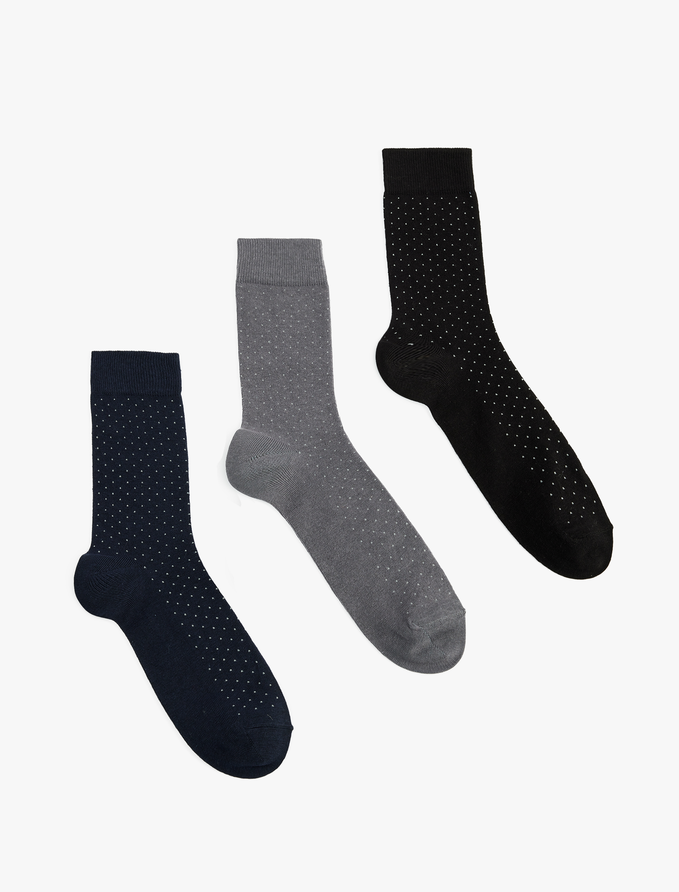 Erkek Puantiyeli Pamuklu 3'lü Soket Çorap Seti