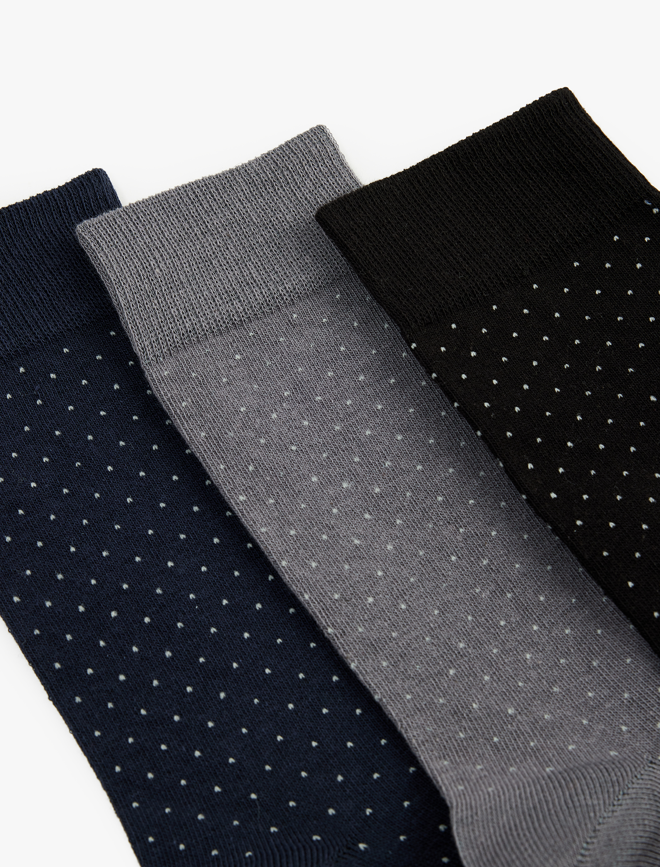  Erkek Puantiyeli Pamuklu 3'lü Soket Çorap Seti