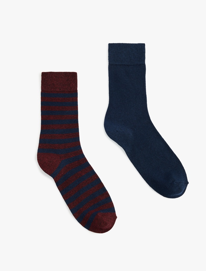 Erkek Çok Renkli Çizgili 2'li Soket Çorap Seti
