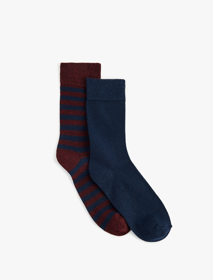 Erkek Çok Renkli Çizgili 2'li Soket Çorap Seti