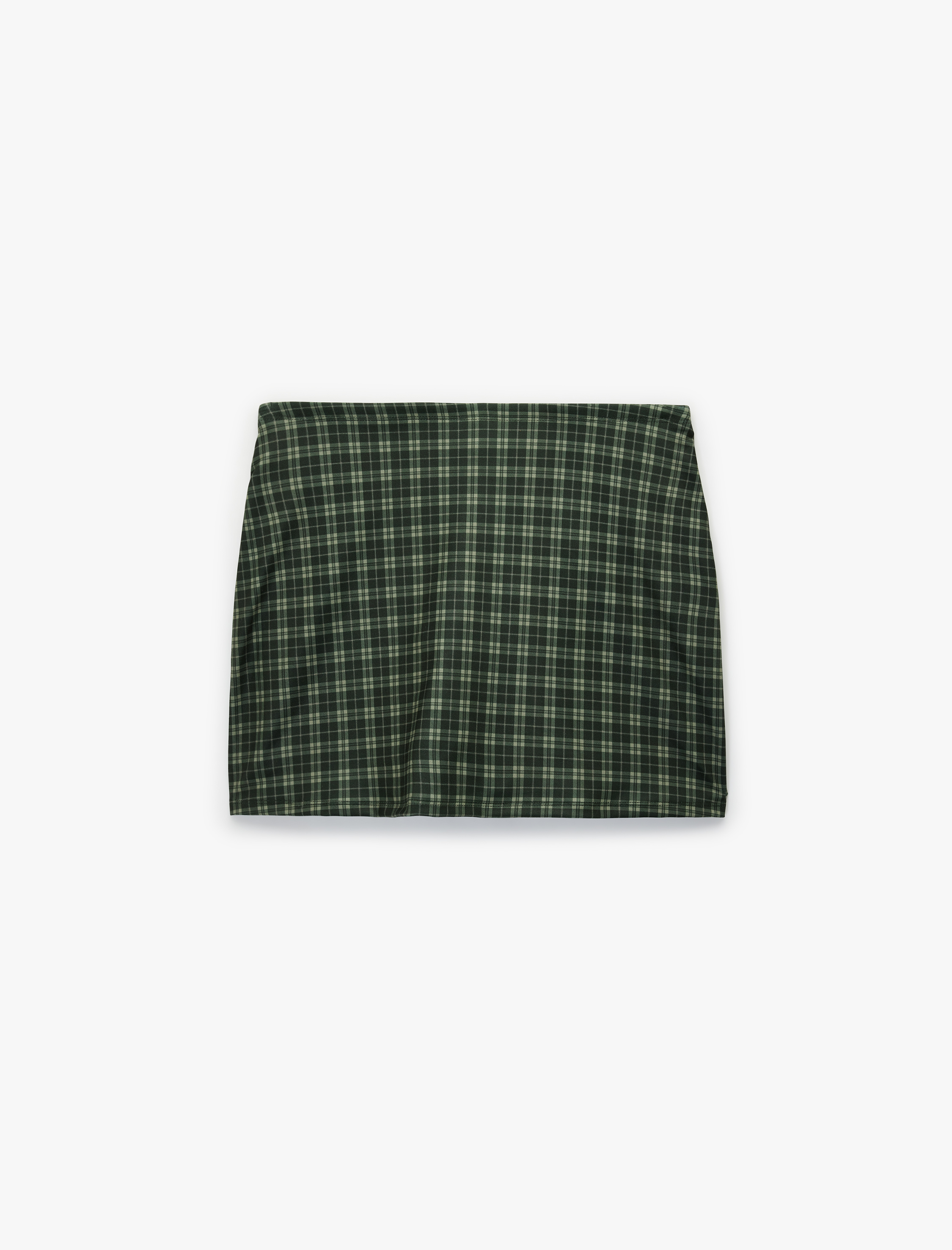   Yüksek Bel Slim Fit Ekose Şortlu Mini Etek