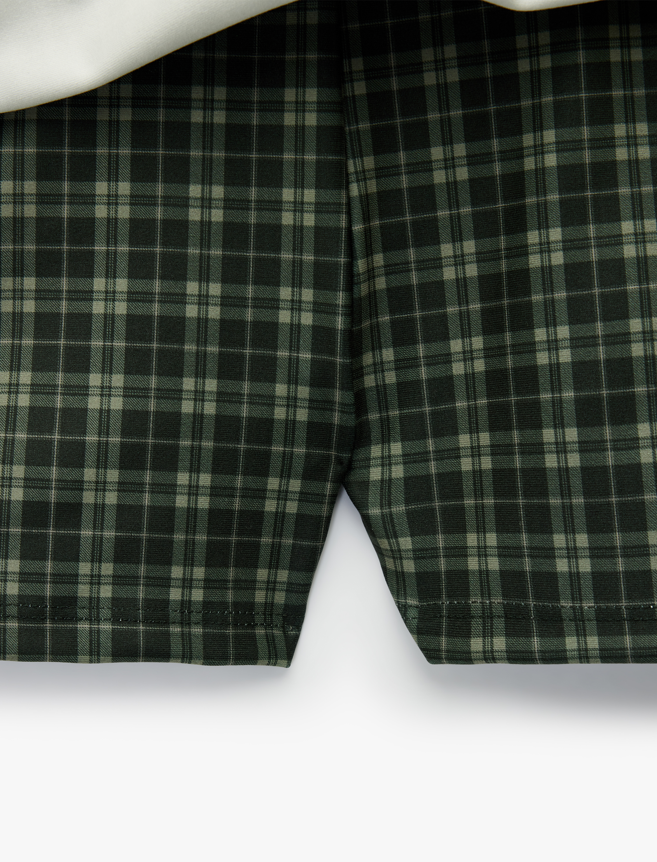   Yüksek Bel Slim Fit Ekose Şortlu Mini Etek