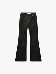 Dar Kalıp Cepli İspanyol Paça Jean Pantolon - Flare Jeans