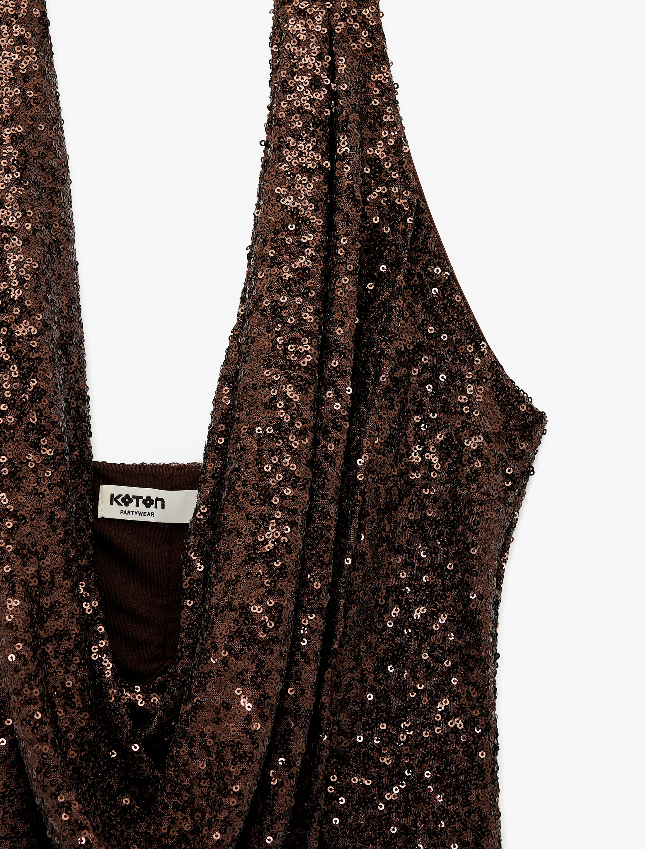   Degaje Halter Yaka Pullu Payetli Crop Bluz