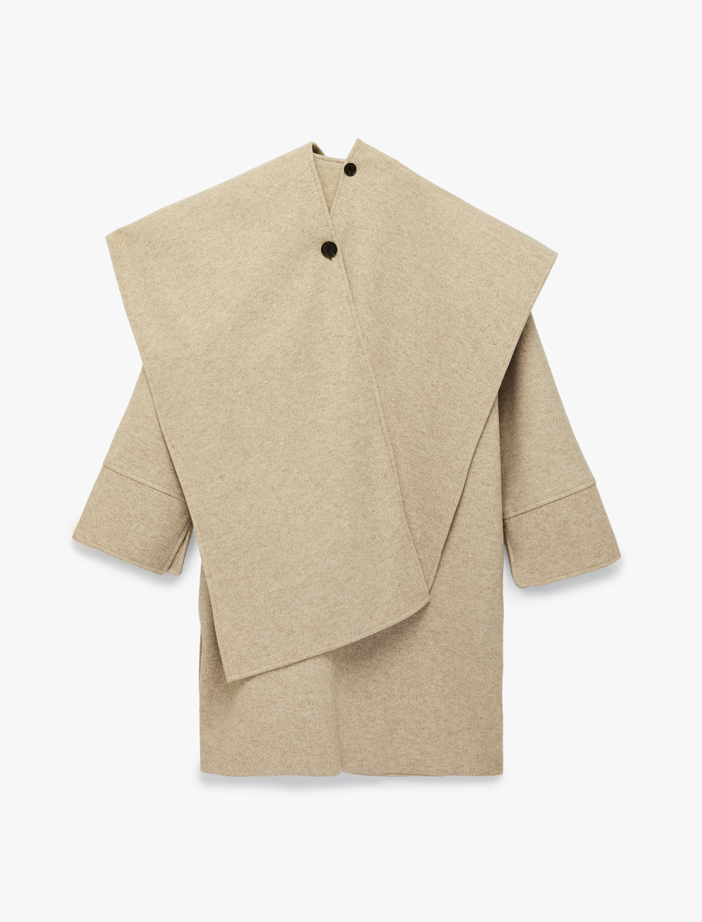   Atkılı Oversize Kaban Kaşe Uzun Kollu Düğmeli Cepli