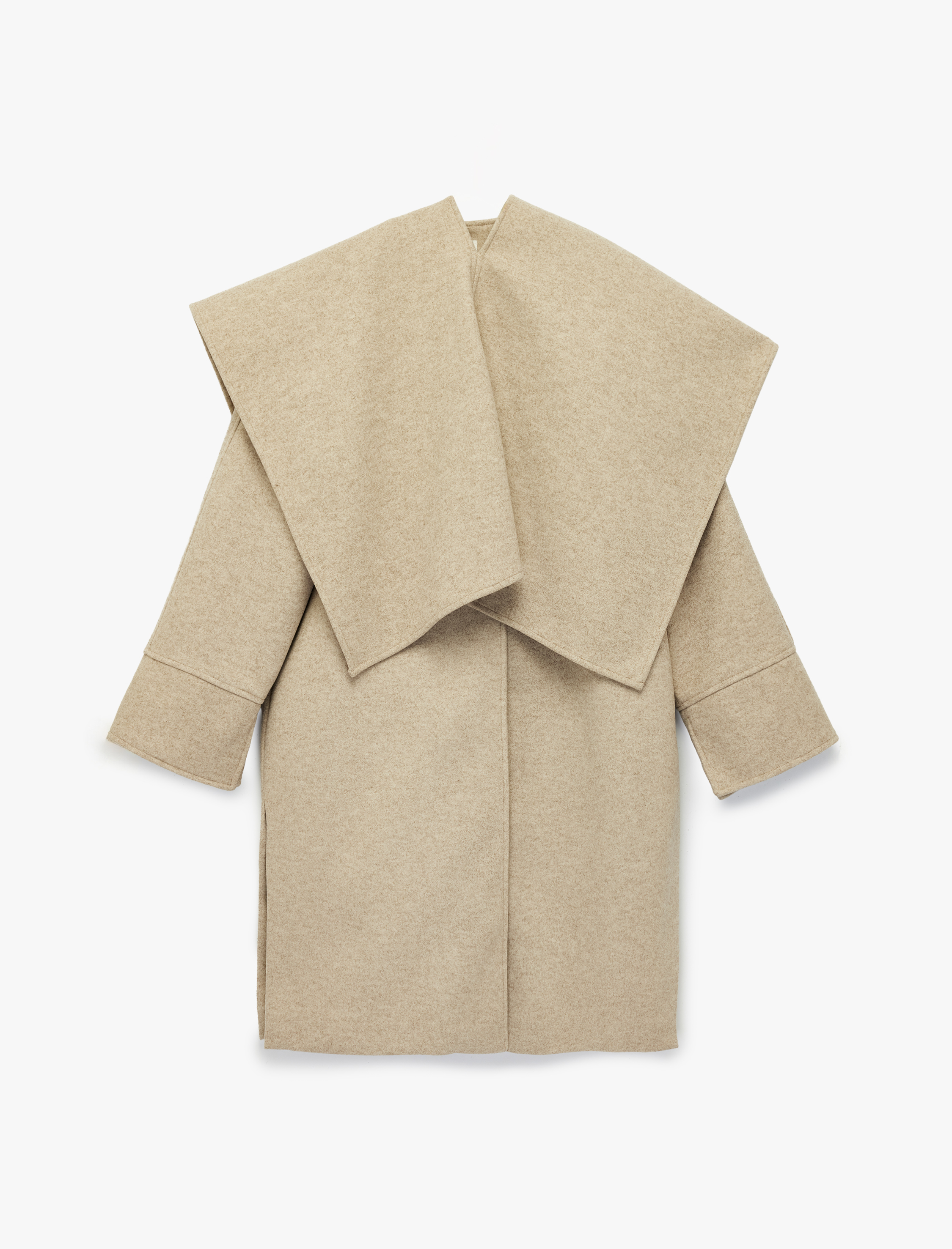   Atkılı Oversize Kaban Kaşe Uzun Kollu Düğmeli Cepli