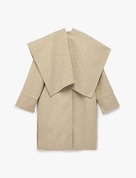 Atkılı Oversize Kaban Kaşe Uzun Kollu Düğmeli Cepli