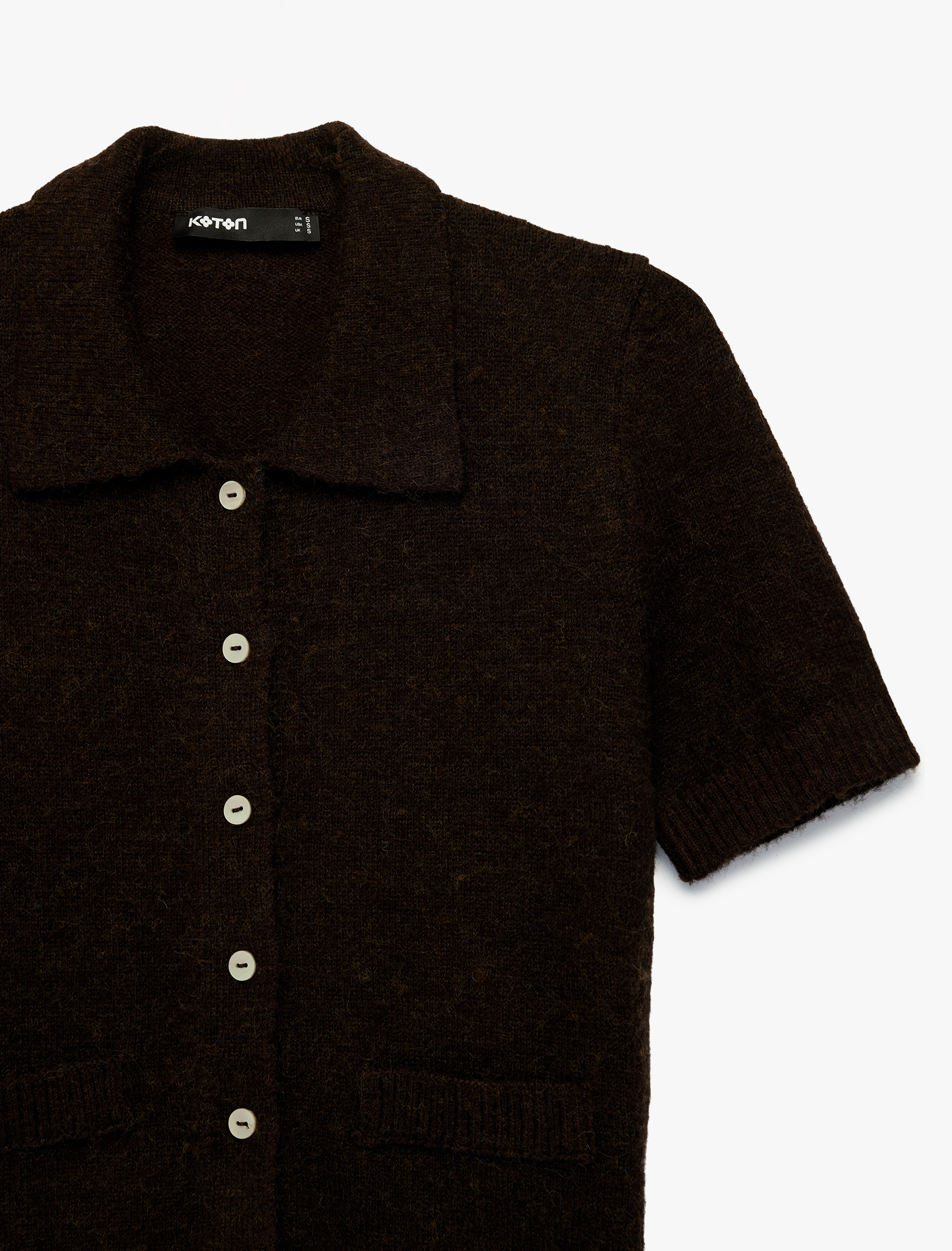   Düğmeli Polo Yaka Kısa Kollu Triko Hırka