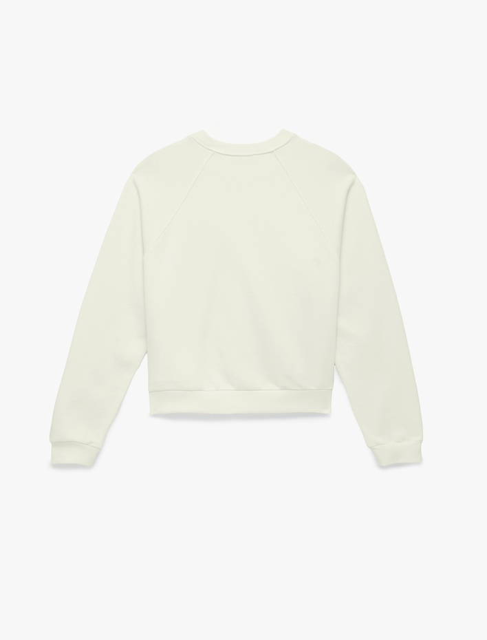  Pamuklu Rahat Kalıp Şardonlu Uzun Kollu Bisiklet Yaka Sweatshirt