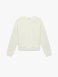 Pamuklu Rahat Kalıp Şardonlu Uzun Kollu Bisiklet Yaka Sweatshirt