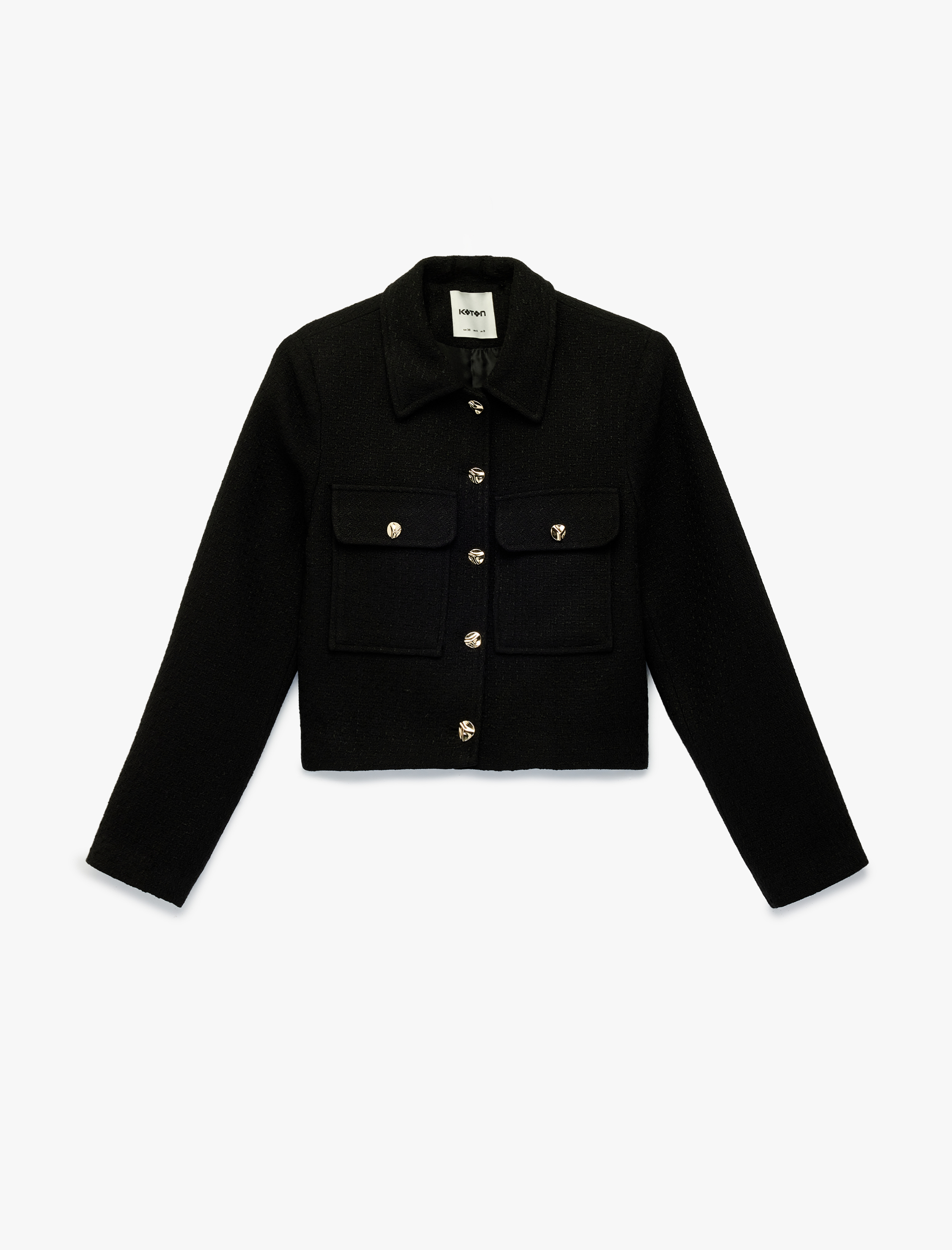   Cepli Düğmeli Uzun Kollu Tüvit Ceket