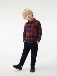 Uzun Kollu Cep Detaylı Ekoseli Yılbaşı Gömleği