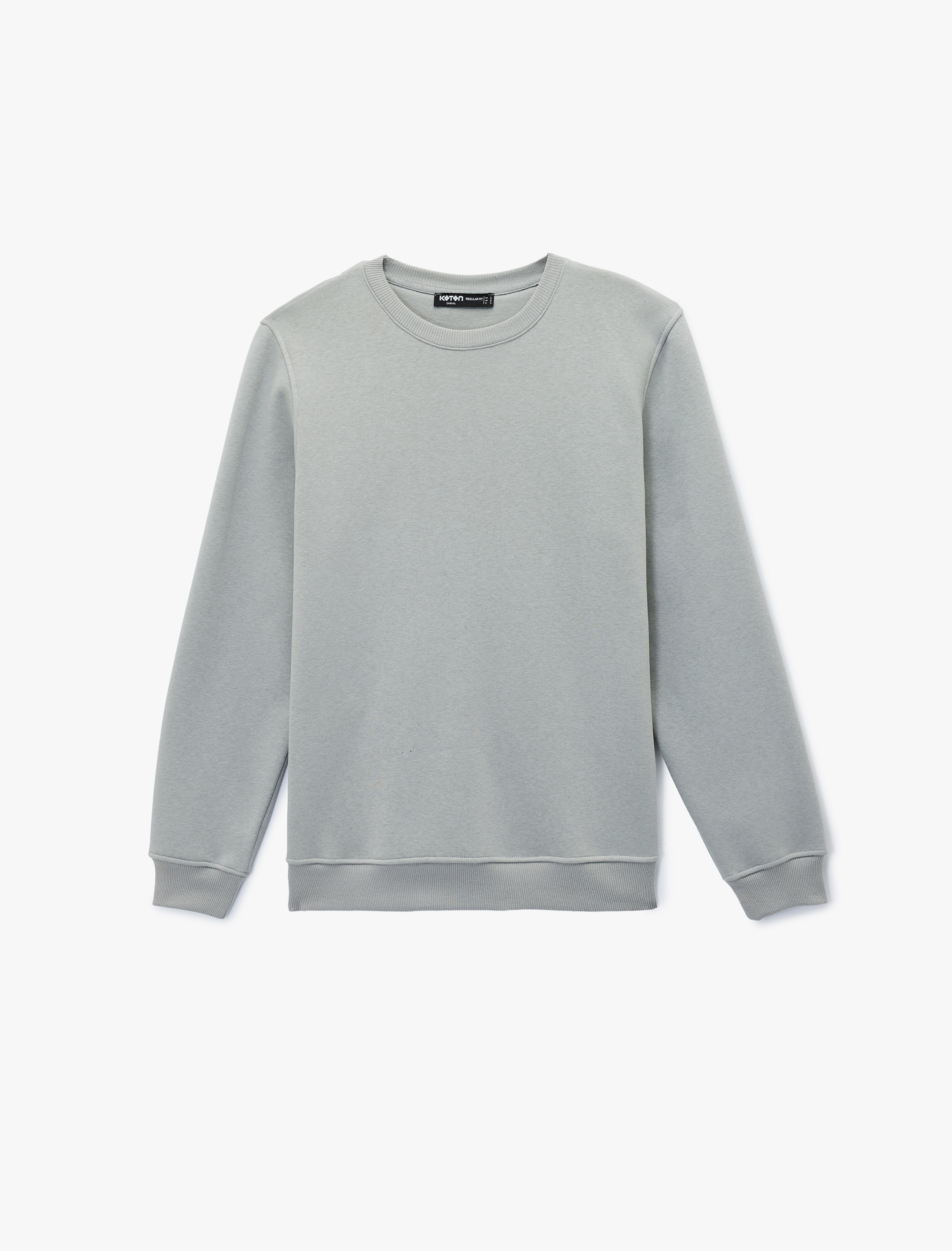   Pamuklu Uzun Kollu Şardonlu Bisiklet Yaka Erkek Basic Sweatshirt