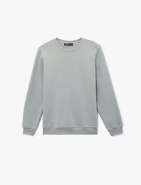 Pamuklu Uzun Kollu Şardonlu Bisiklet Yaka Erkek Basic Sweatshirt