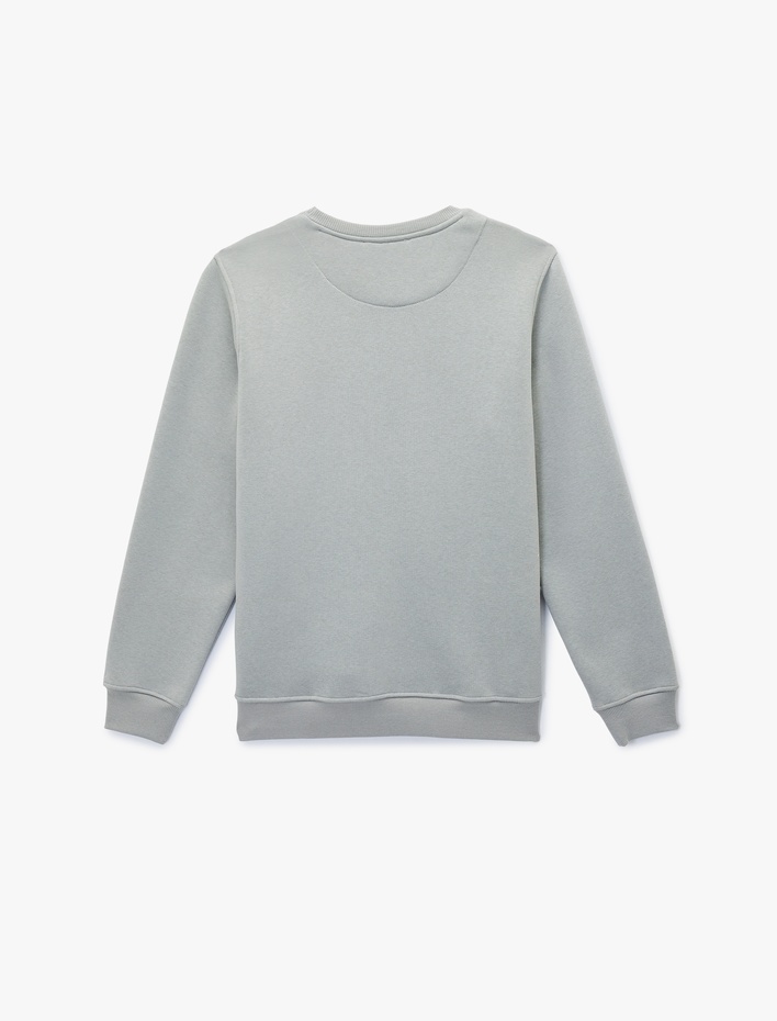  Pamuklu Uzun Kollu Şardonlu Bisiklet Yaka Erkek Basic Sweatshirt