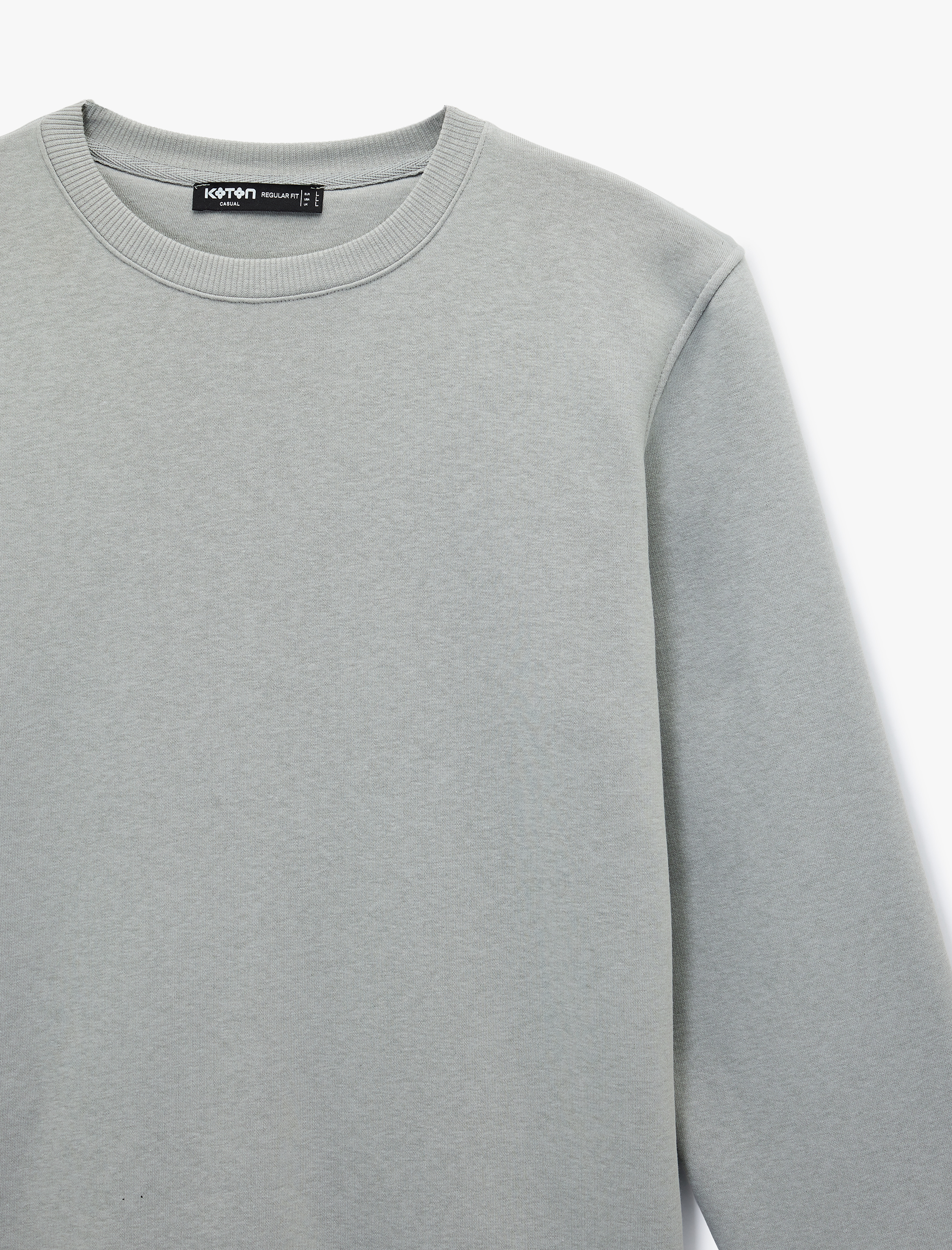   Pamuklu Uzun Kollu Şardonlu Bisiklet Yaka Erkek Basic Sweatshirt