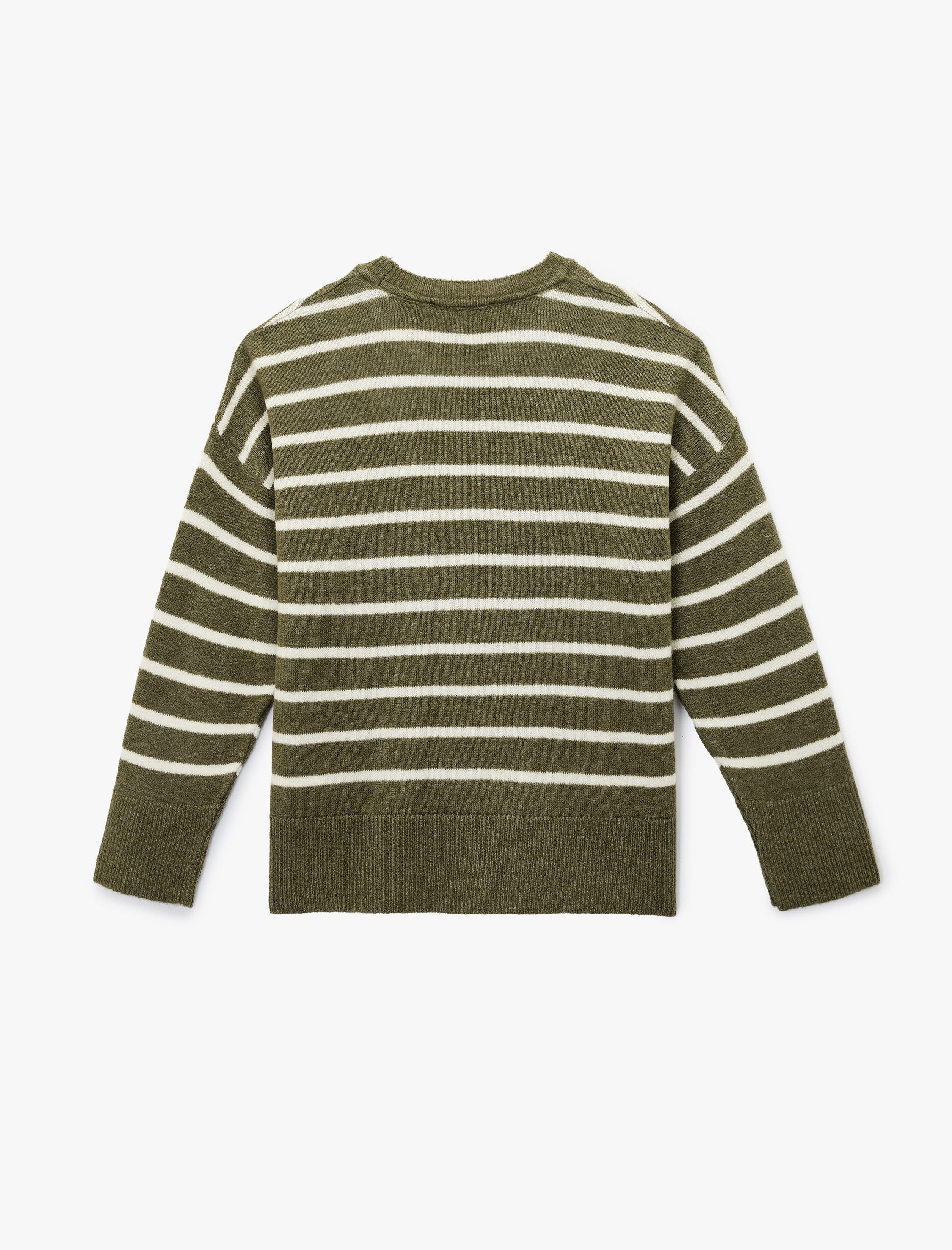   Uzun Kollu Bisiklet Yaka Çizgili Triko Kazak