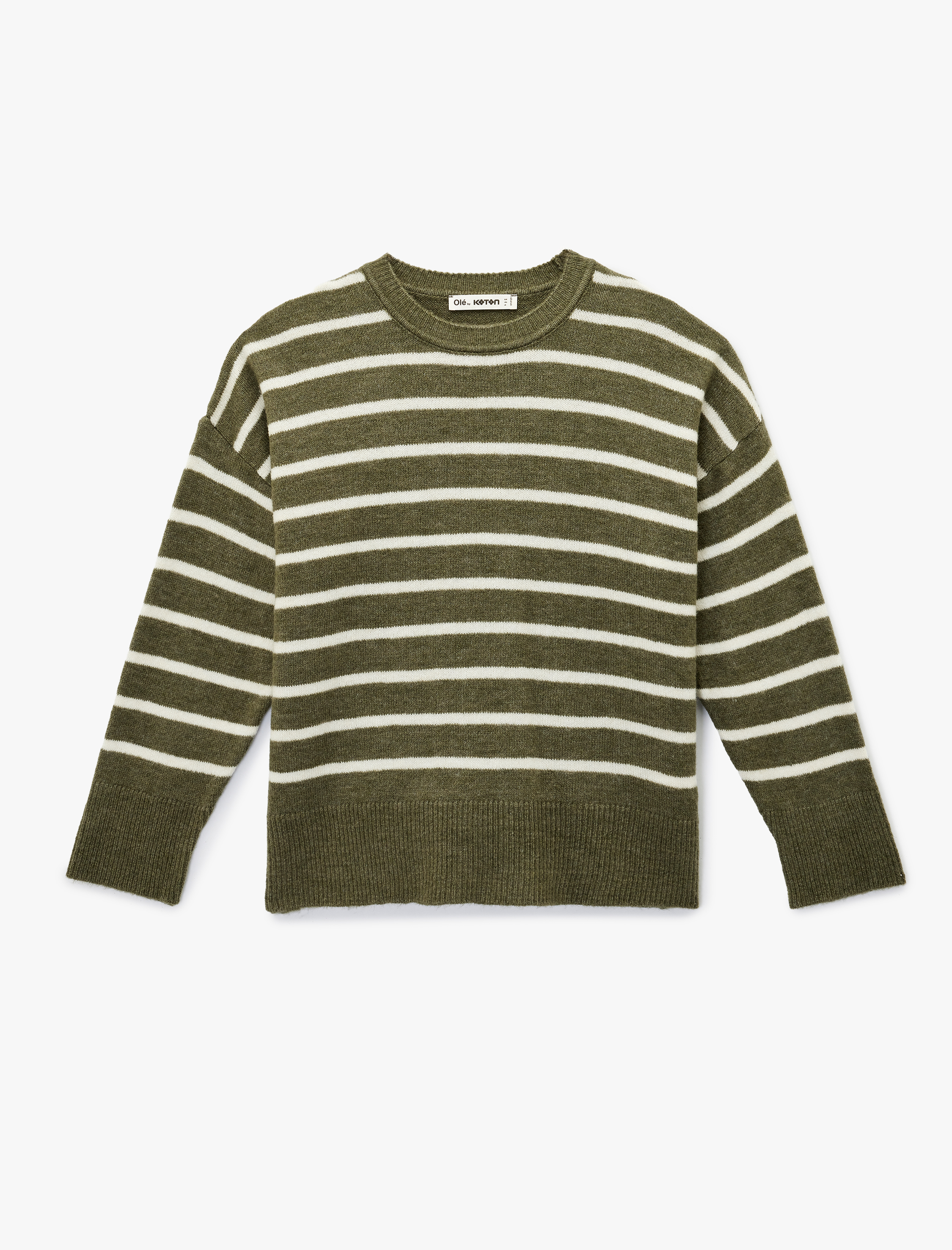   Uzun Kollu Bisiklet Yaka Çizgili Triko Kazak