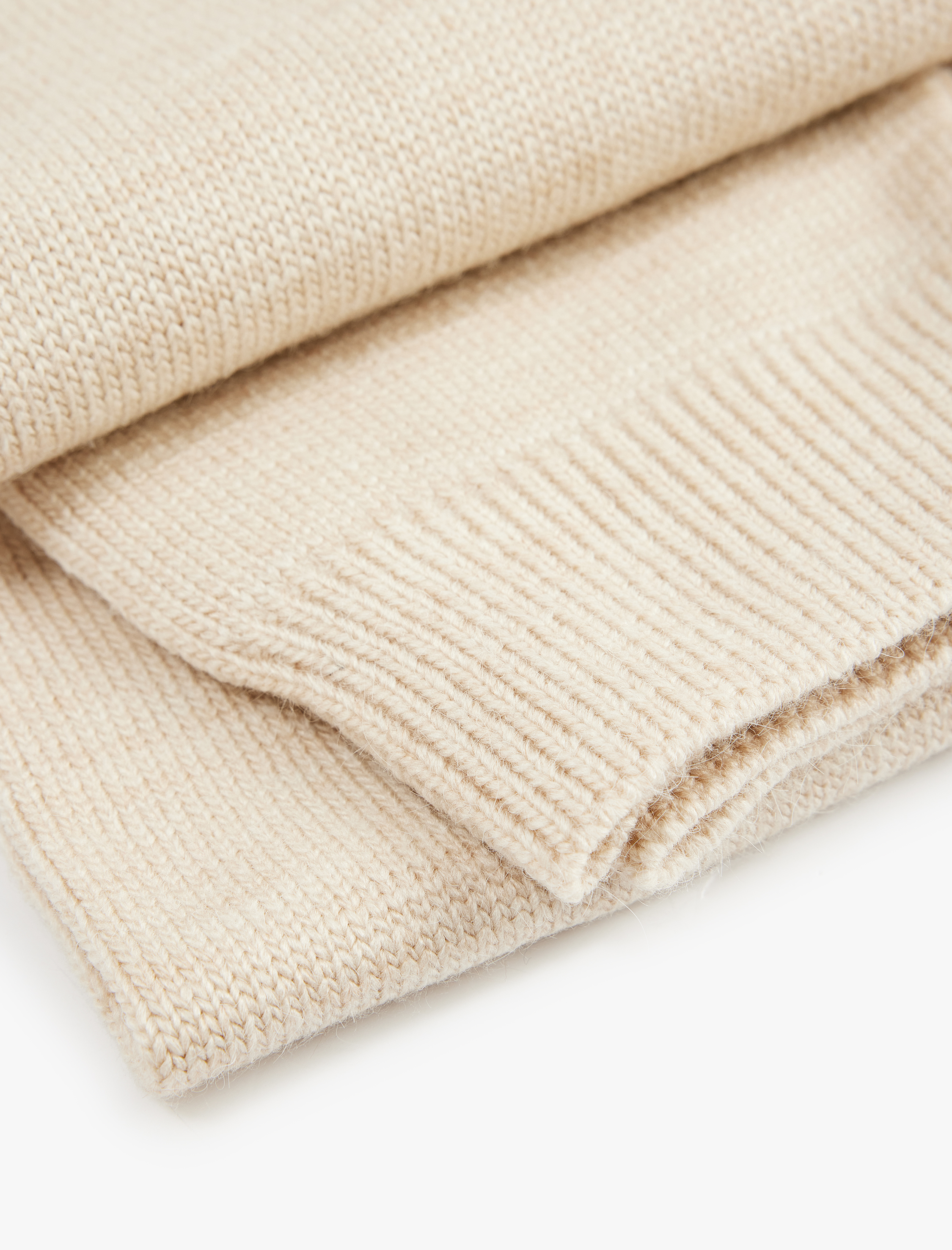  Kadın Basic Ribana Detaylı Triko Uzun Atkı - Koton X Şahika Ercümen