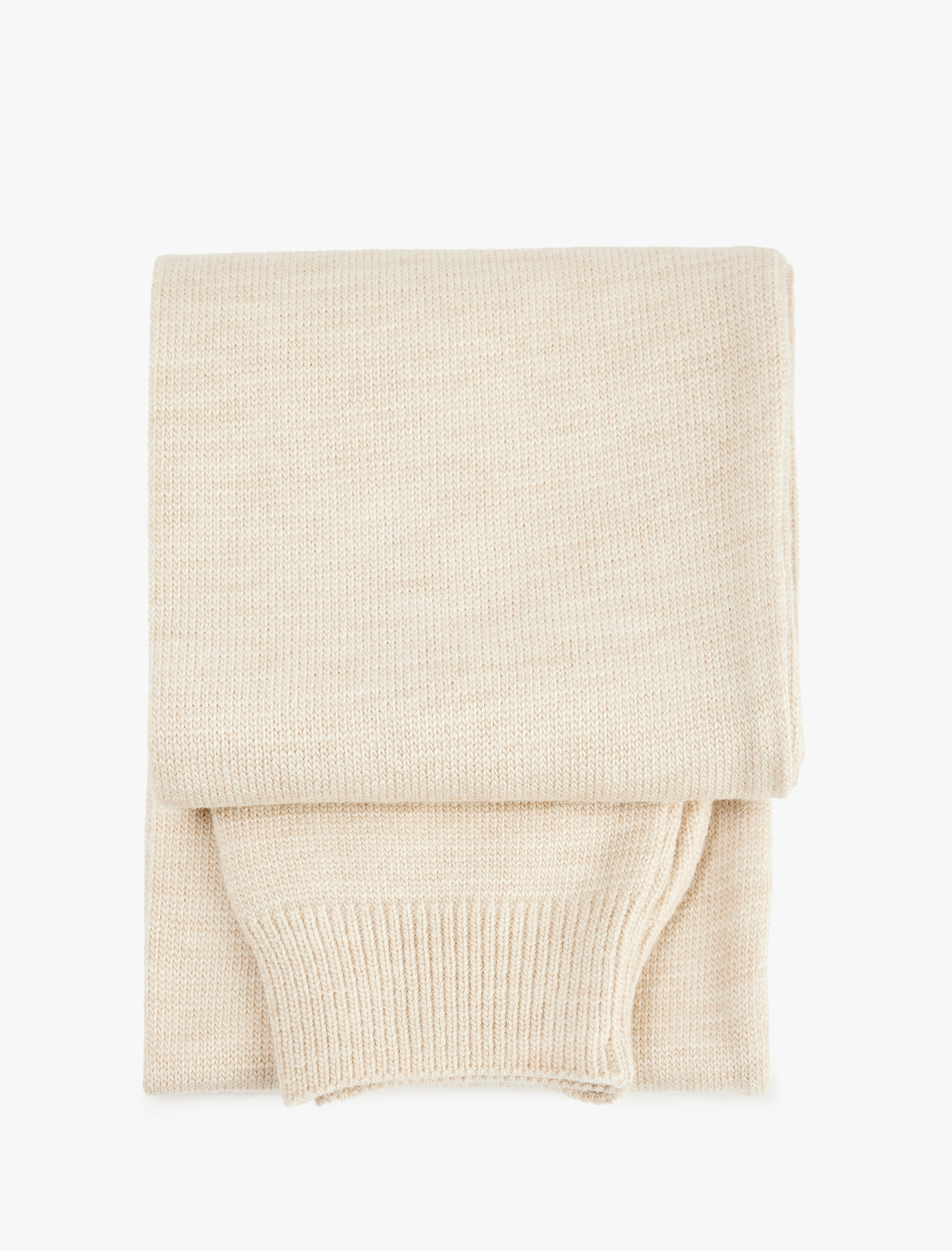  Kadın Basic Ribana Detaylı Triko Uzun Atkı - Koton X Şahika Ercümen