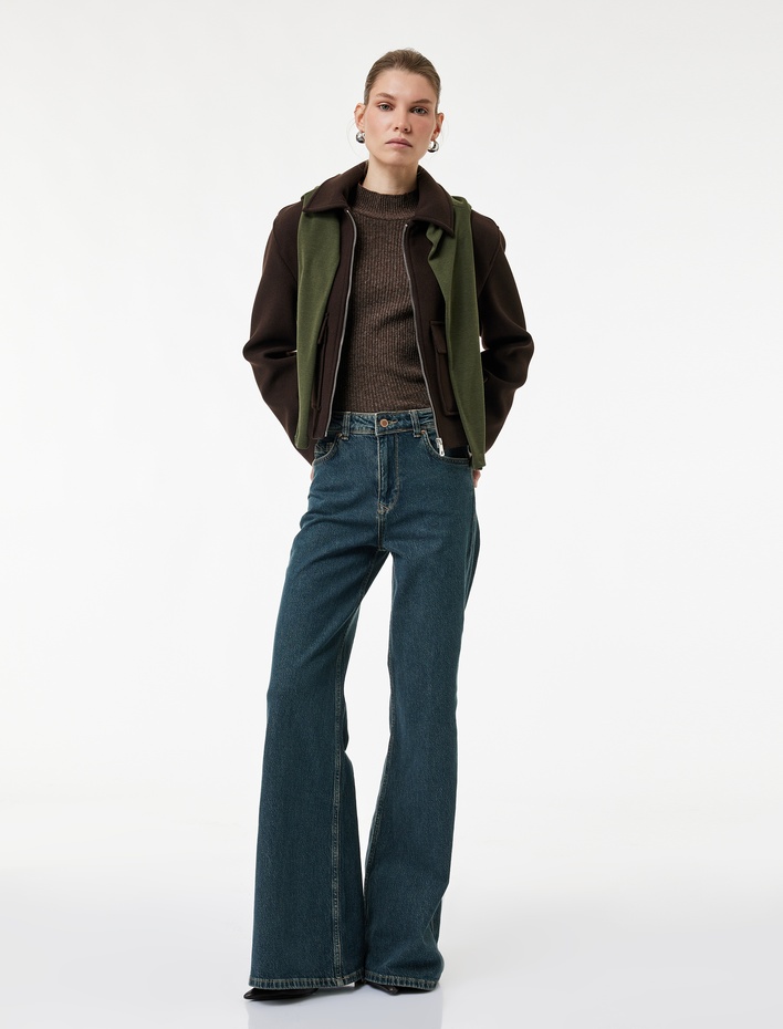  Dar Kesim İspanyol Paça Jean Pantolon - Flare Jeans