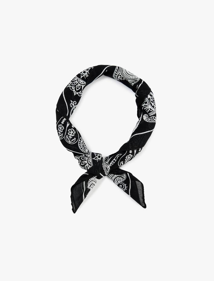 Kadın Pamuklu Etnik Desenli Kare Şal