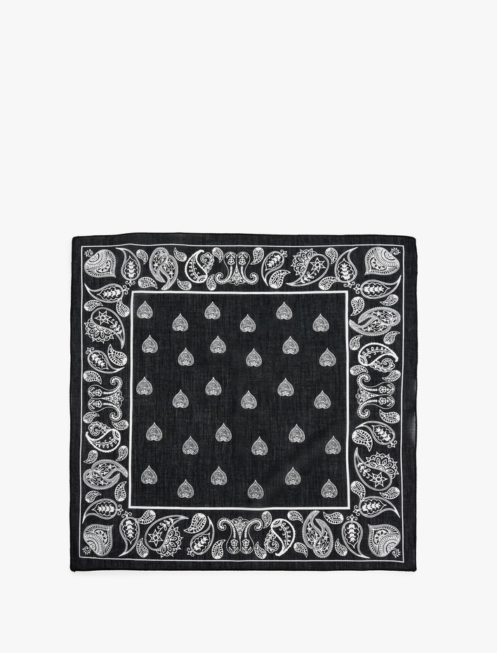 Kadın Pamuklu Etnik Desenli Kare Şal