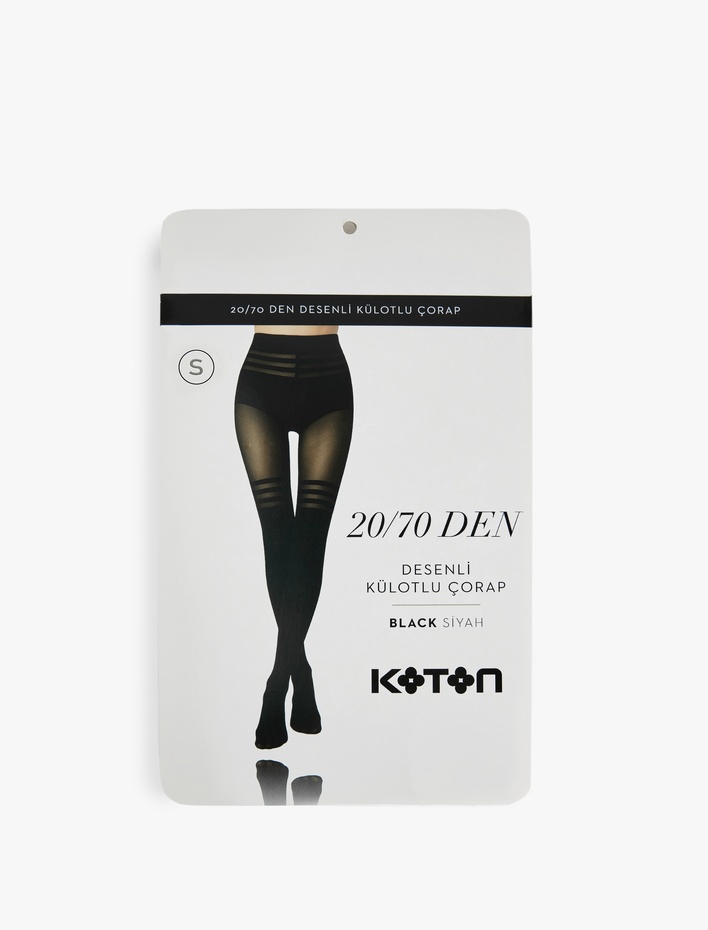 Kadın 20/70 Den Desenli Külotlu Çorap