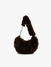 Zincir Detaylı Peluş Çanta